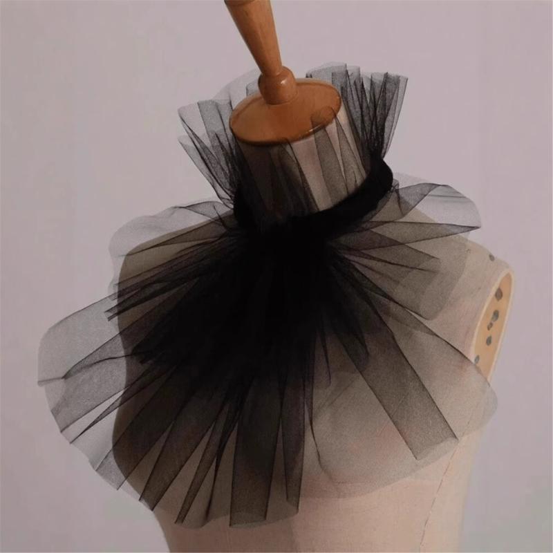 Eleganter Rüschen-Abnehmkragen für Damen Viktorianische Renaissance Halskrause Geschichtetes Netz Jabot Falscher Kragen Choker
