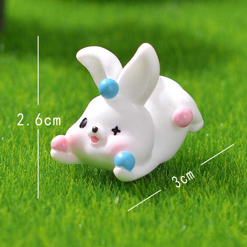 1/6 Figurine Miniature Funny Cute Rabbit Micro Landscape Ornaments For Hoom Decorations DIY Office Desk Accessories Room Decor