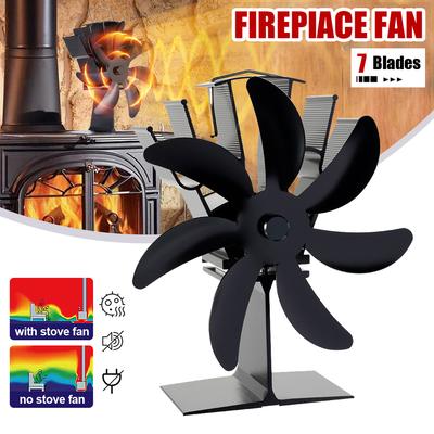 7 Blades Stove Fan Heat Powered Fireplace Fan Log Wood Burner Eco-Fan Quiet Home Hot Air Warm Efficient Heat Distribution
