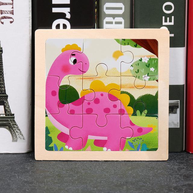 11*11cm 3D Wooden Puzzle Baby Toys Cartoon Animal Traffic Tangram Jigsaw Puzzle Early Learning Educational Toys for Children