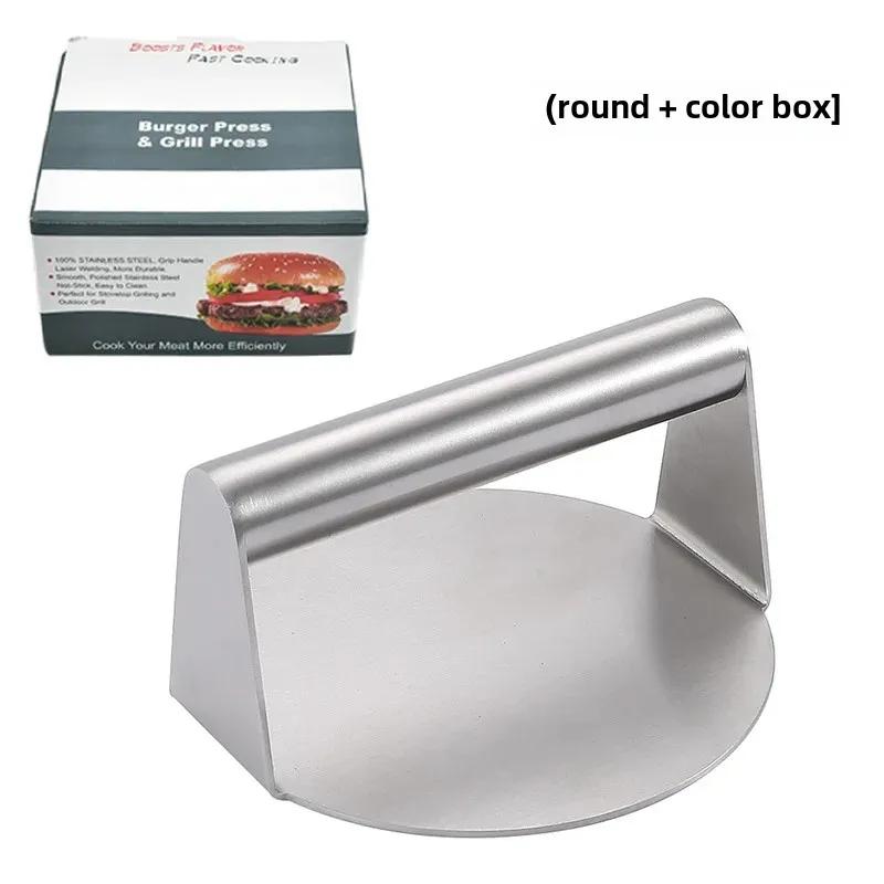 Stainless Steel Smash Burger Press Hamburger Patties Meat Masher Circular Meat Press Mold for Deli Meats Kitchen Accessories