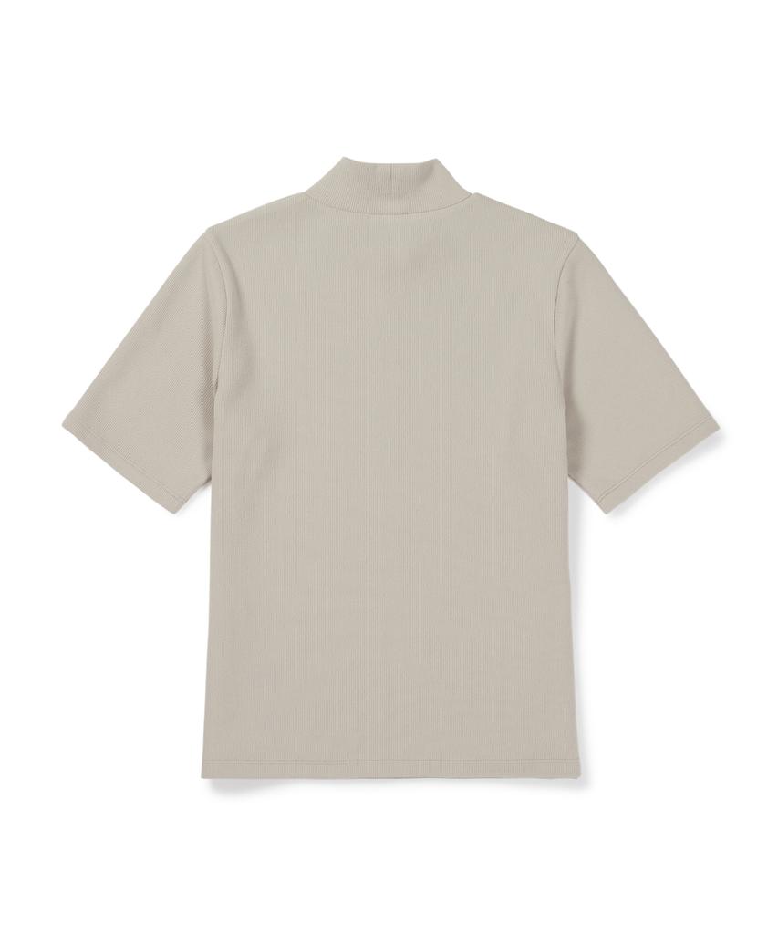 SNOWPEAK APPAREL Ribbed Women'S Mock Neck Short Sleeve T-Shirt (S26Fwfts31) Light Beige