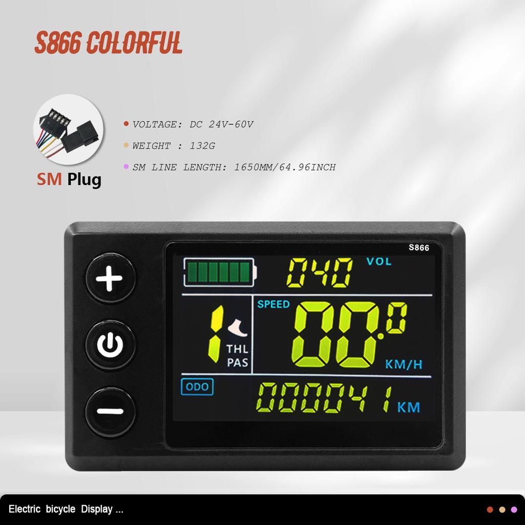 LCD S866 Elektrofahrrad UART 2 Display Bunt mit 5-Pin-Stecker SM/Wasserdichter Stecker für Mountainbike Umrüstsatz