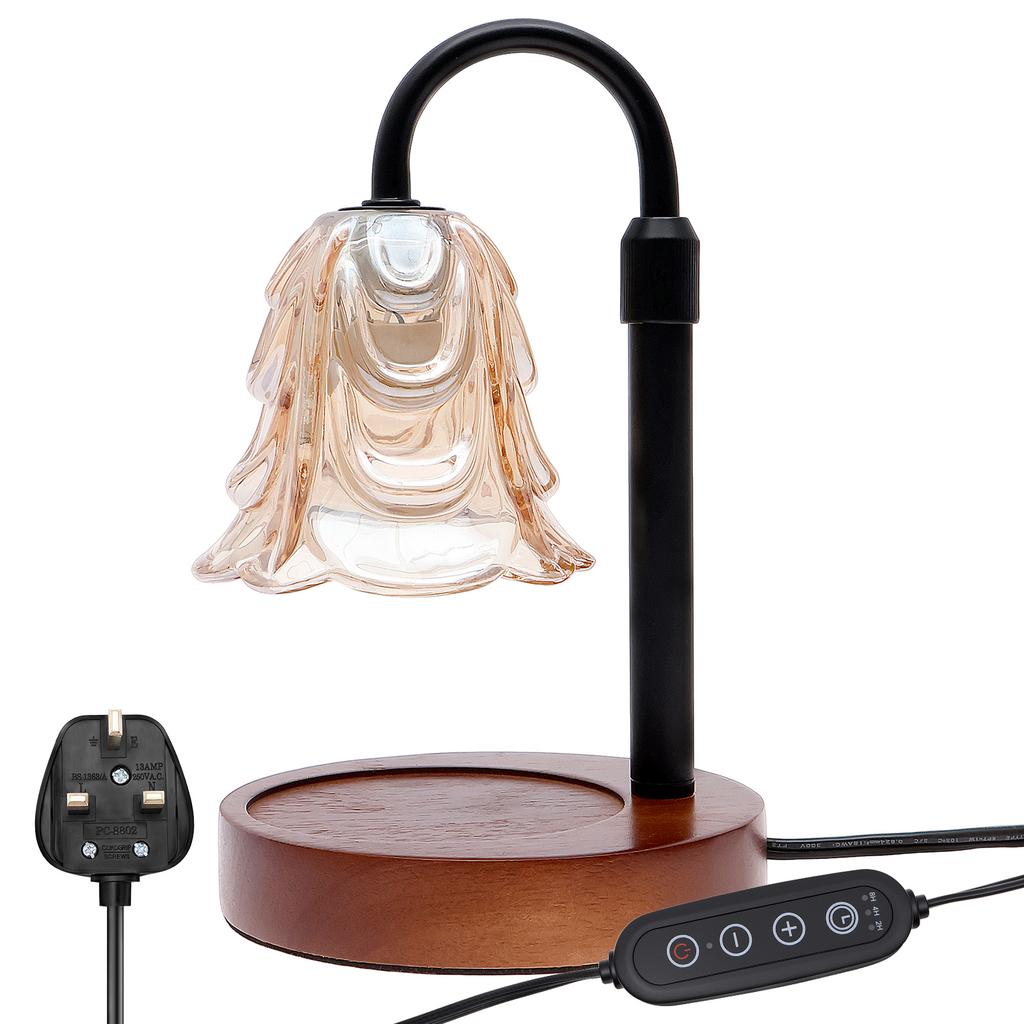 Candle Lamps Dimmable Flower Candle Warmer Lamp UK/US Electric Candle Lamp Flameless Wax Melt Warmer for Bedroom Home Decoration