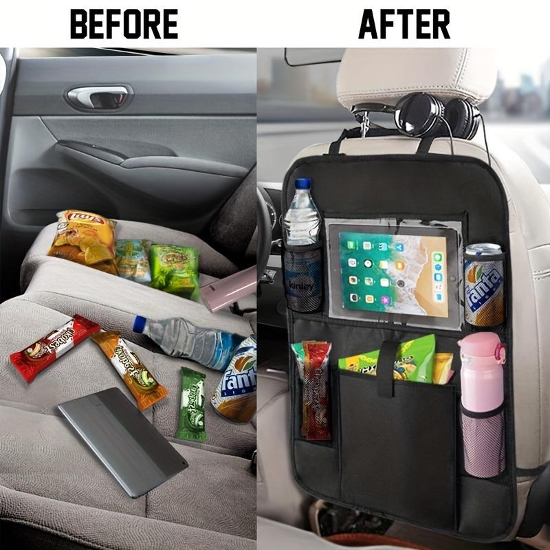 Multi-Functional Car Seat Organizer, Oxford Cloth Hanging Chair Back Storage Bag with Anti-Kick Design, iPad Holder
