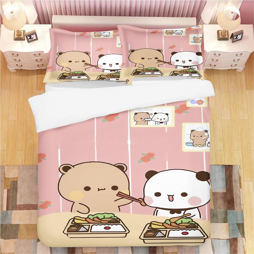 Schattige Bubu Dudu Cartoon Beer Panda Dekbedovertrek Kawaii Beddengoedsets Zachte Dekbedovertrek en Kussenslopen Eenpersoons/Tweepersoons/Queen/King Jongens