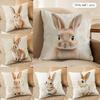 Cute Retro Bunny Cushion Cover Soft Plush Fabric DoubleSided Printed Cushion Covers for All Seasons Modern HomeDecor Gift