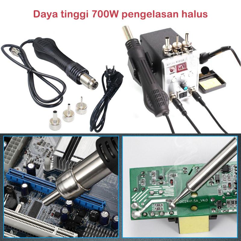 220V 2 in 1 Rework Soldering Station Digital Display SMD Hot Air Gun Solder Iron Portable Welding Desoldering Repair Tools