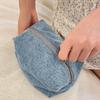 Vintage Blue Denim Makeup Bag Large Capacity Portable Solid Zipper Student Pencil Case Casual Chic Travel Cosmetic Storage Pouch