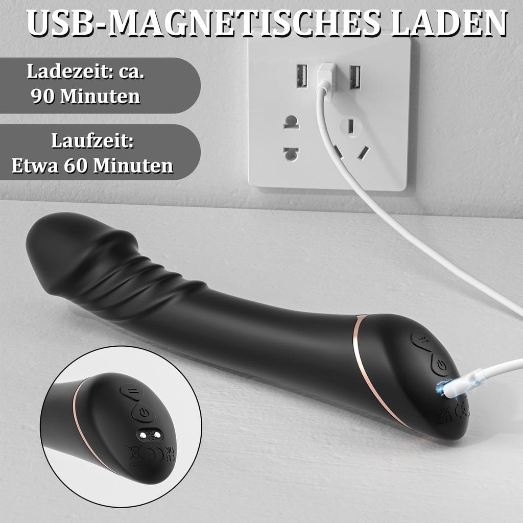 Rechargeable Silicone Dildo Vibrator with 9 Vibrating Patterns G Spot Stimulator Clitoral Massager  Premium Couples Sex Toy Set for Intimate Play