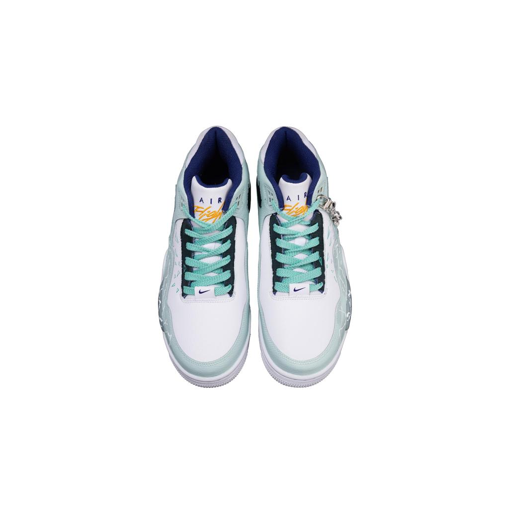Nike Flight Legacy Vintage Basketball Shoes Men's Mid Top White Cyan Black Gold Gradient BQ4212-102(Team365-)