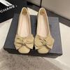 Fashion Bow Shallow Mouth Single Shoes Women Autumn New Soft-soled Comfortable Beanie Shoes womens Fashion French Flat-soled womensshoes