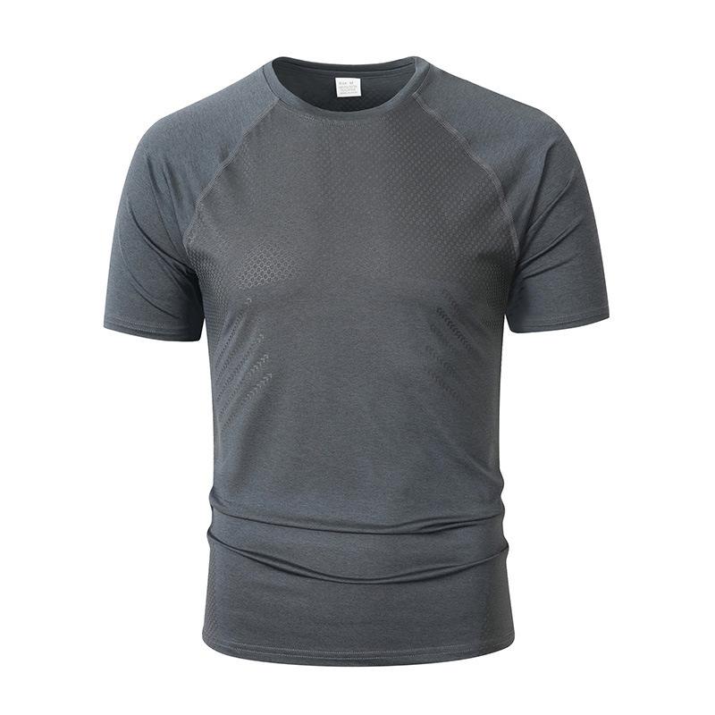 Men Slim Fit Short Sleeve Solid Color Sports Gym Workout Training T Shirt S
