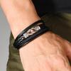 Retro Style Men's Leather Bracelet with Zinc Alloy Ring Buckle, Hand-Woven and Multi-Layered