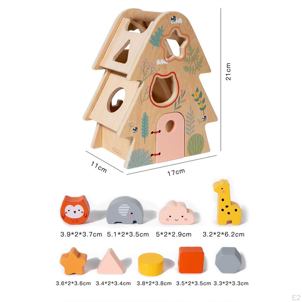 Matching Blocks Sorting Box Game Interactive Shape Color Recognition Wooden Sorter for