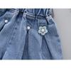 Summer Girls Denim Shorts Children's Pleated Jeans 4-12Years Teens Girls Short Jeans Pearl Decoration