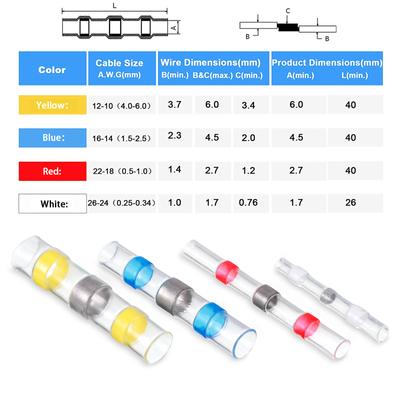 150pcs Box Solder Sealed Wire Connectors Heat Shrink Solder Butt Connectors Solder Connector Kit Automotive Marine Insulation