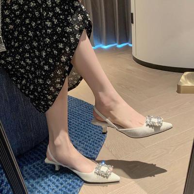 Sandales d'été 2024 à talons hauts pointus et ouverts à l'arrière avec boucle en strass Le Magicien d'Oz - Sandales fermées à une bride pour femmes