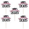 5pcs Handmade Congratulations Cake Card Glitter Graduation Cupcake Toppers Party Cake Decorations