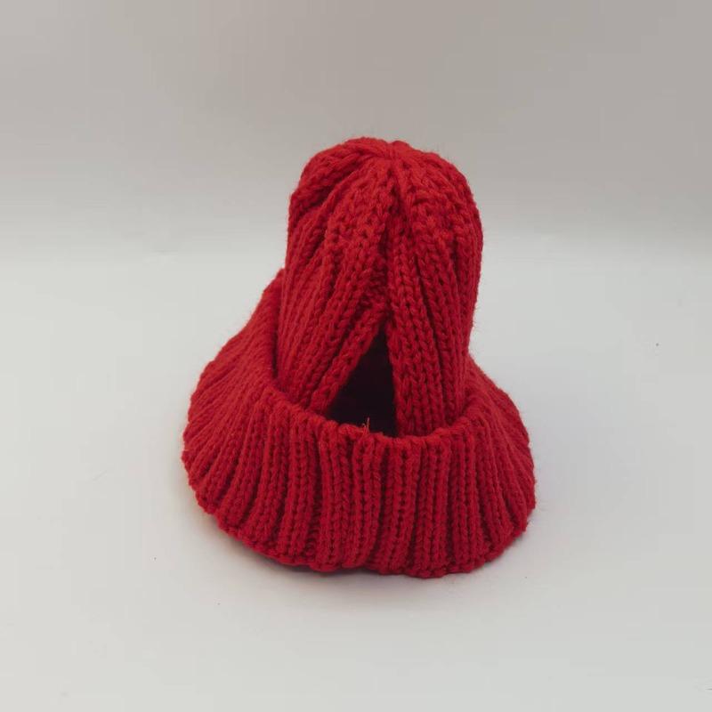 Red Knitted Pet Dog Hat Winter New Year Love Design Wool Cap  Warm Cold-Proof Puppy Headwear Fashionable Festive Pet Accessory