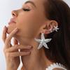 Bohemian-Style 4pcs Starfish Earrings Set Summer Beach Vacation Ear Clip Jewelry Party Gift Metal Star Flower Stud Earring