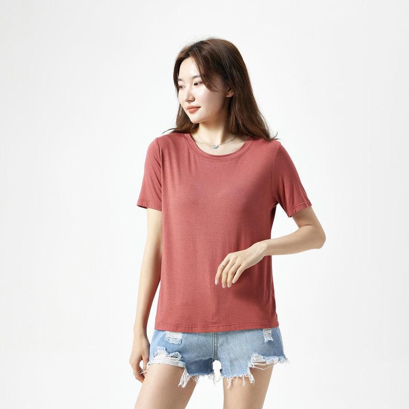 2022 Frühling/Sommer Damen Locker Modal Rundhals Kurzarm T-Shirt