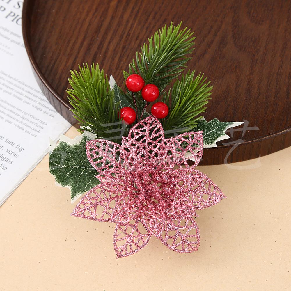 Christmas Flowers, Christmas Celebration Decorations, Scallion Powder with Hollow Flowers, Christmas Tree Decorations, Pendants, Ornaments, Handicraft