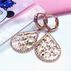 Purple Gold Water Drop-Shaped Hollow Earrings, Simple Personality, High-End Temperament, Rose Gold-Plated