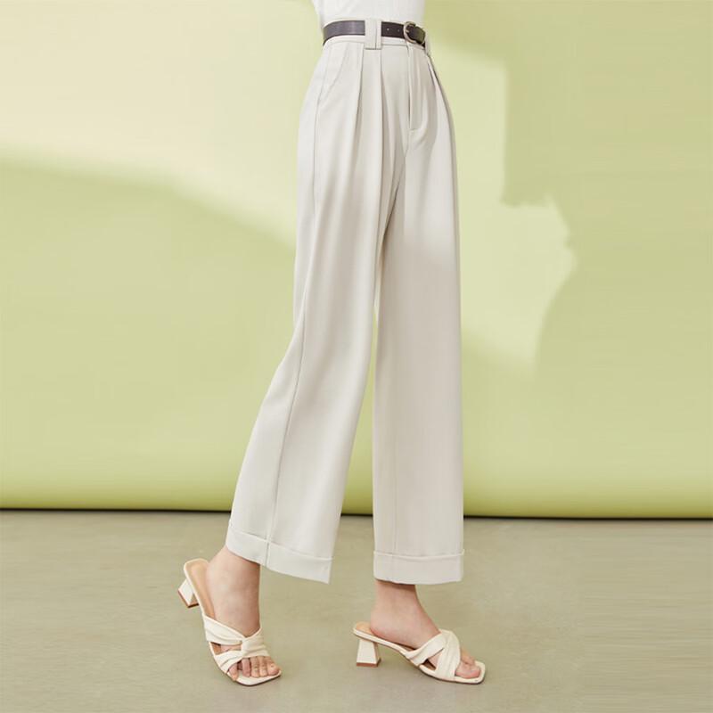 Women's High-Waist Straight-Leg Cropped Casual Trousers