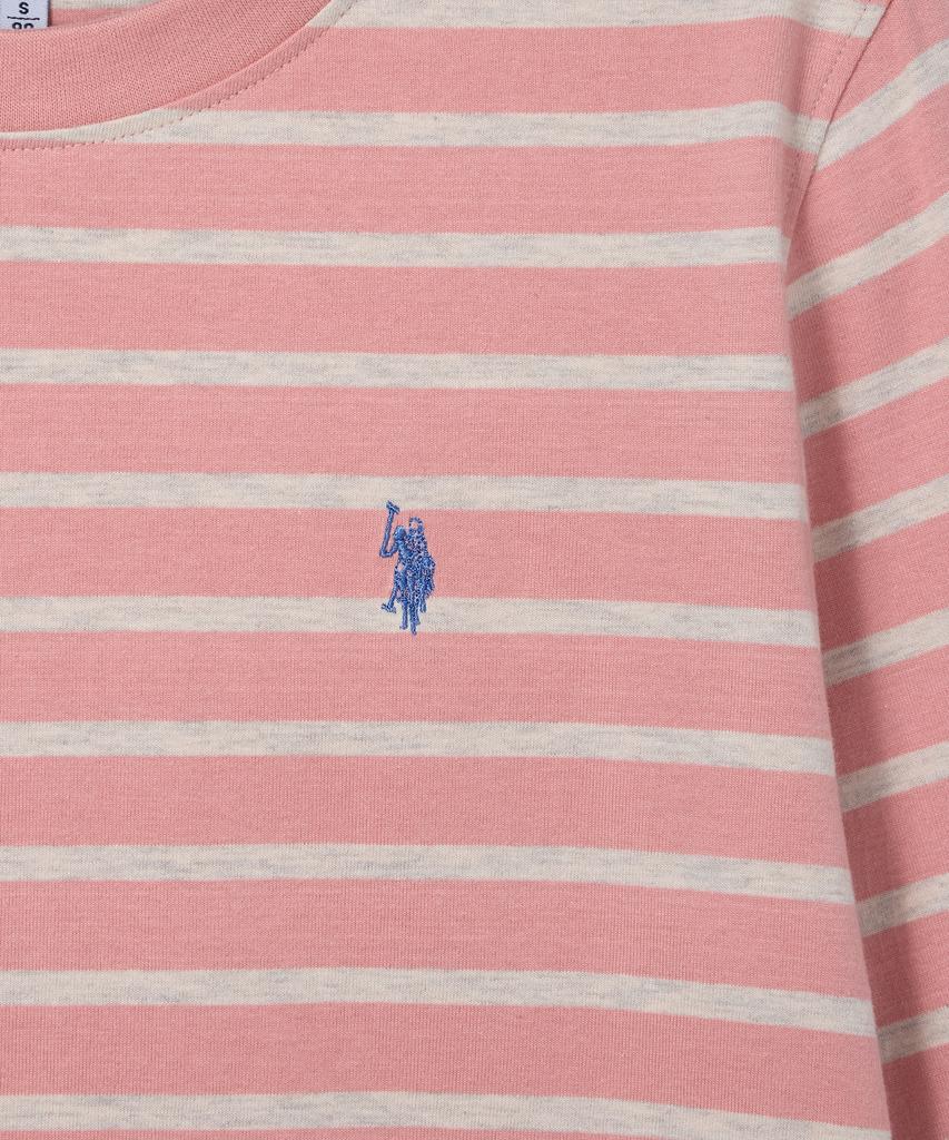 Camiseta Redonda de Algodón USPOLOASSN_Raya Rosa