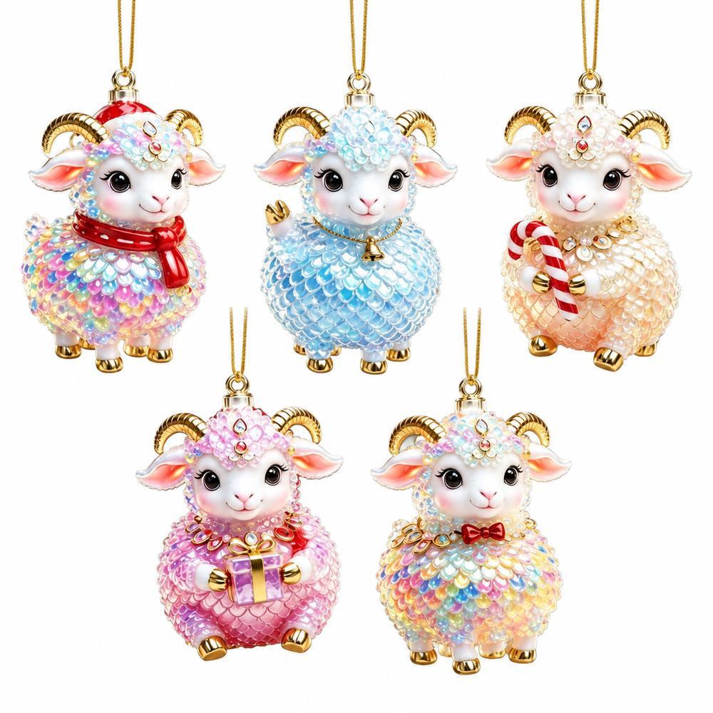 5Pcs Layered Sequin Style Goat Pendant Animal Hanging Decoration  Kids Gift