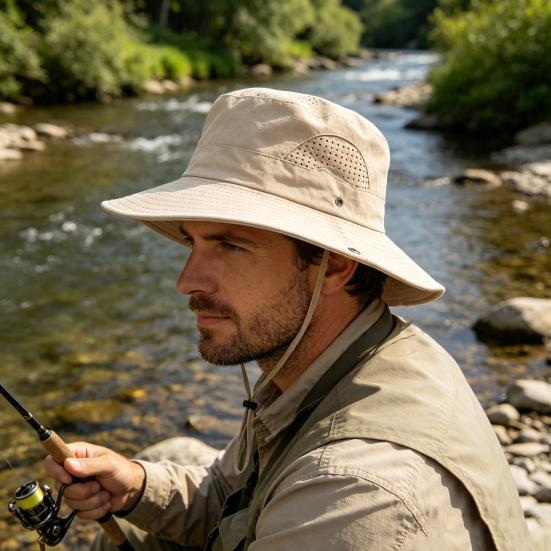 Sunshade Bucket Hat, Foldable Quick Dry Western Style Hat, Lightweight Breathable Sun Protection Hat for Hiking Fishing Camping Travel