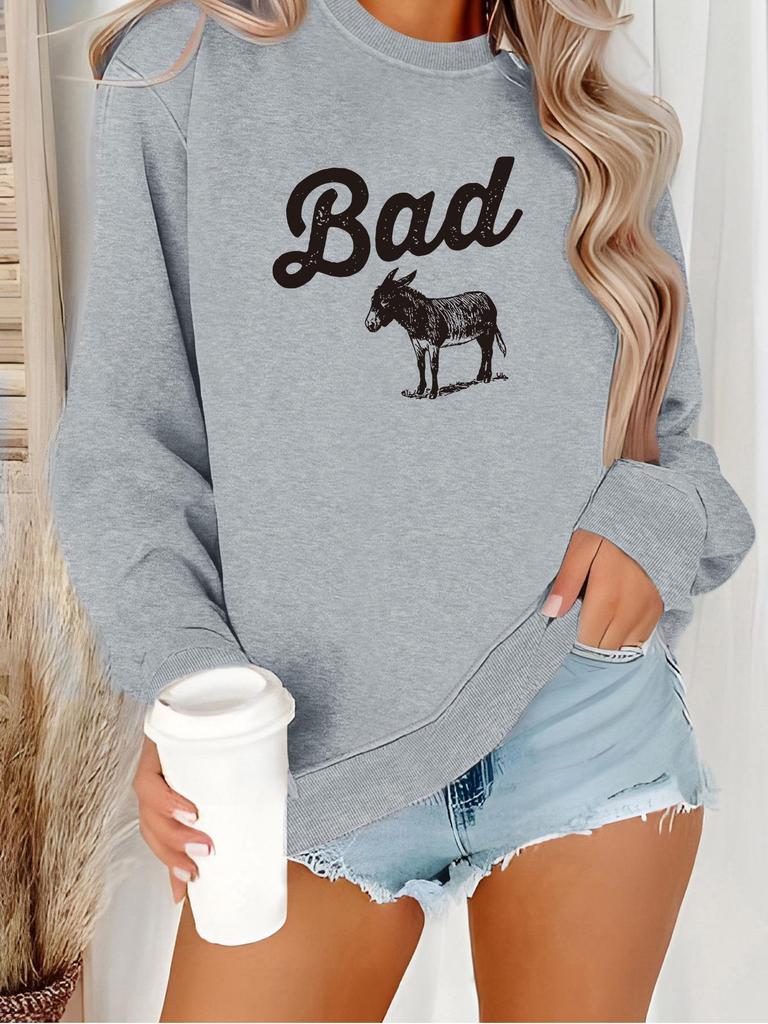 Women's Plus Velvet Printed Sweatshirt - Autumn/Winter Collection