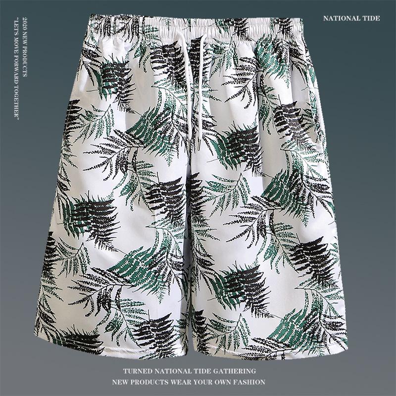Men's Loose Plus Size Hawaiian Floral Beach Shorts - Quick-Dry, Trendy, Five-Point Design for Couples