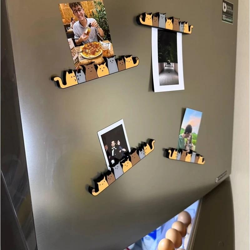 Cat Fridge Sticker Cartoon Magnetic Refrigerator Photo Album Folder Adorable Minimalist Kitchen Office Decor Cute Desktop Orname