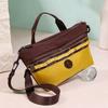 Colorblock Nylon Crossbody Bag with Grid Pattern Zipper Pocket Top Handle Casual Small Shoulder Purse for Daily