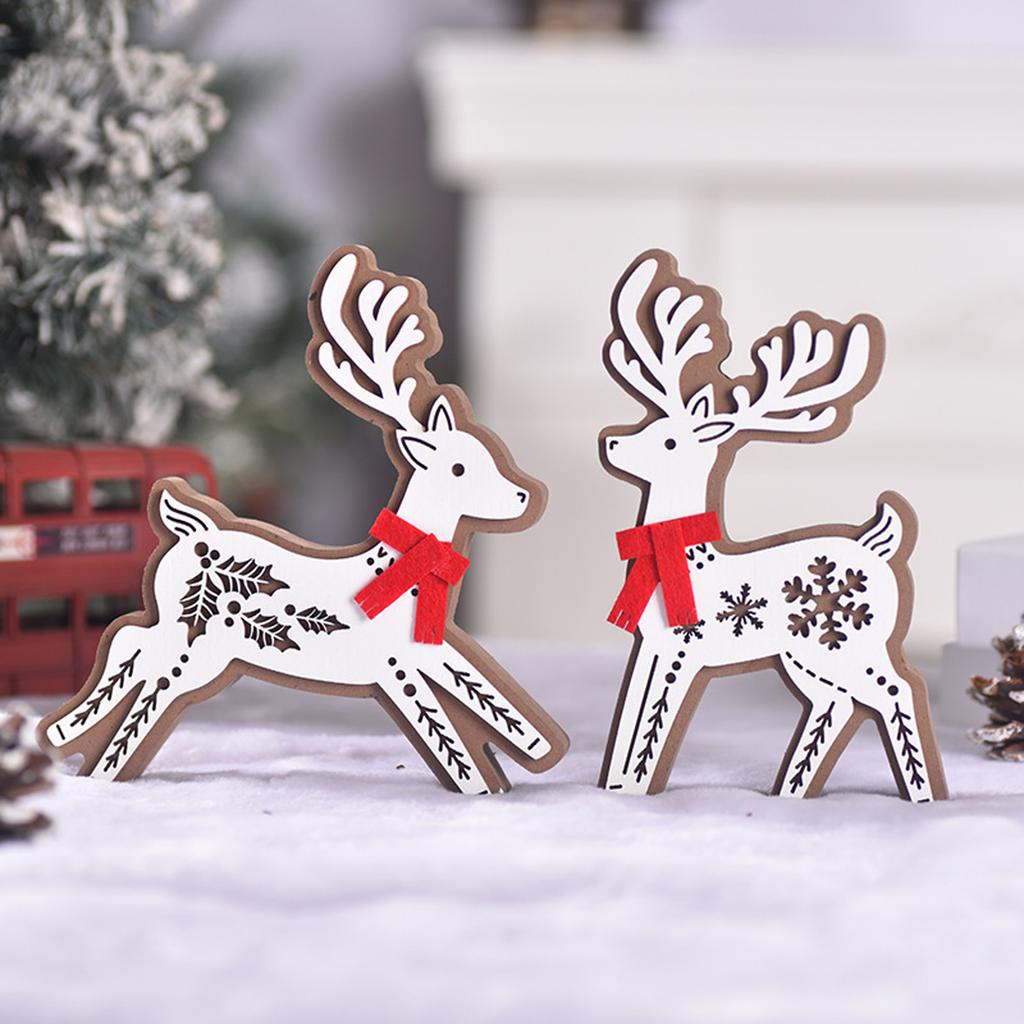 Christmas Elk  Wooden Ornaments Christmas Decorations Deer Ornaments Christmas Desktop Window Deer Decoration