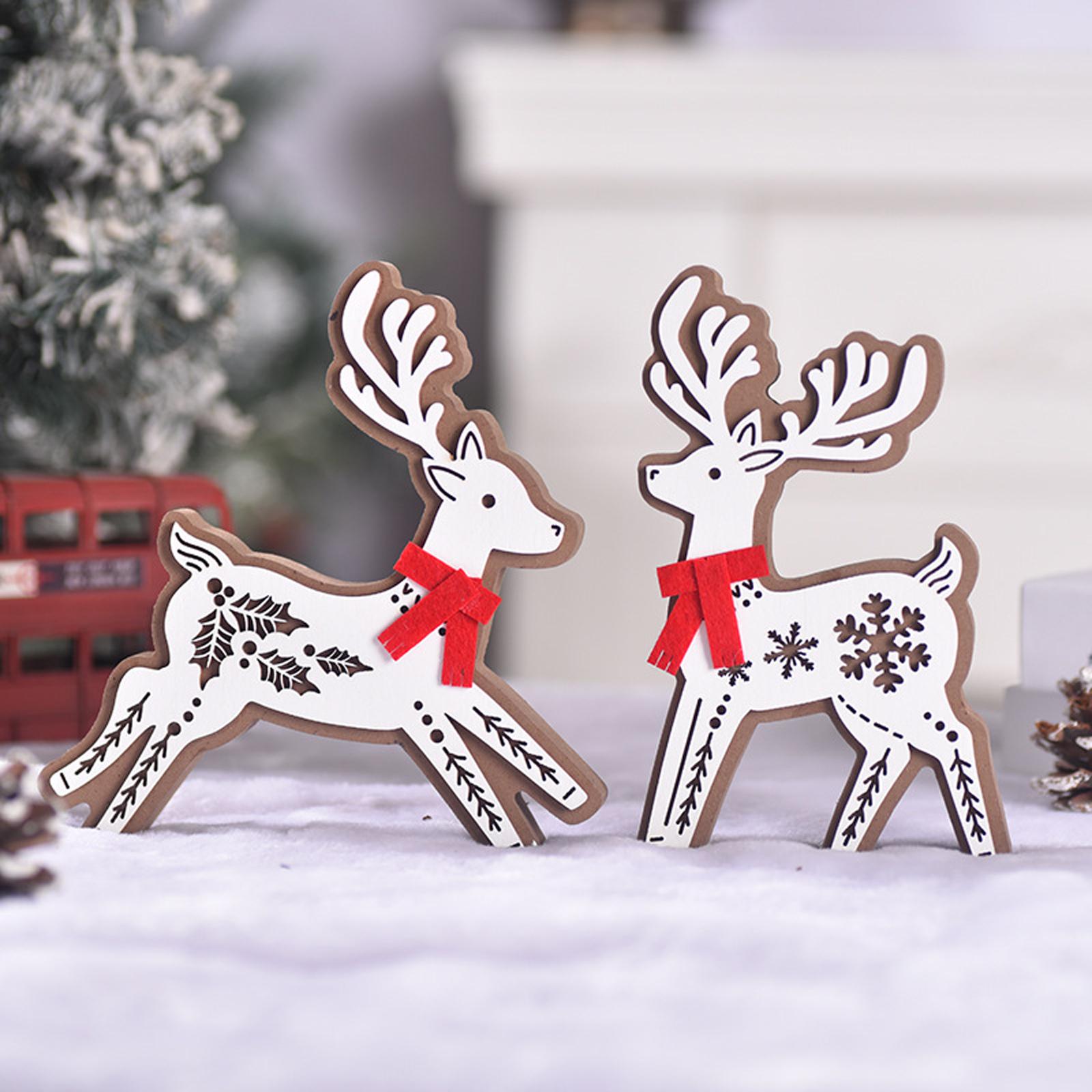 

Рождественский лось Деревянные украшения Рождественские украшения Украшения в виде оленей Рождественское украшение для стола окна Олень One Size
