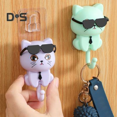 1 Çift Ev Kancası Düzenleyici Karikatür Kedi Tarzı Kendin Yap Yuvarlak Kanca Su Geçirmez Nem Geçirmez Mutfak Askısı