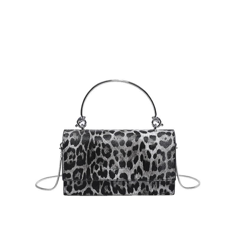 Simple All-matching Commuting Small Bag Women's Trendy Cool Leopard Print Chain Cross-body Temperament Square
