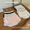Ladies Spring and Autumn Lace Pure Cotton Extended Crotch Wrapped Hip High Waist Flat Angle Briefs