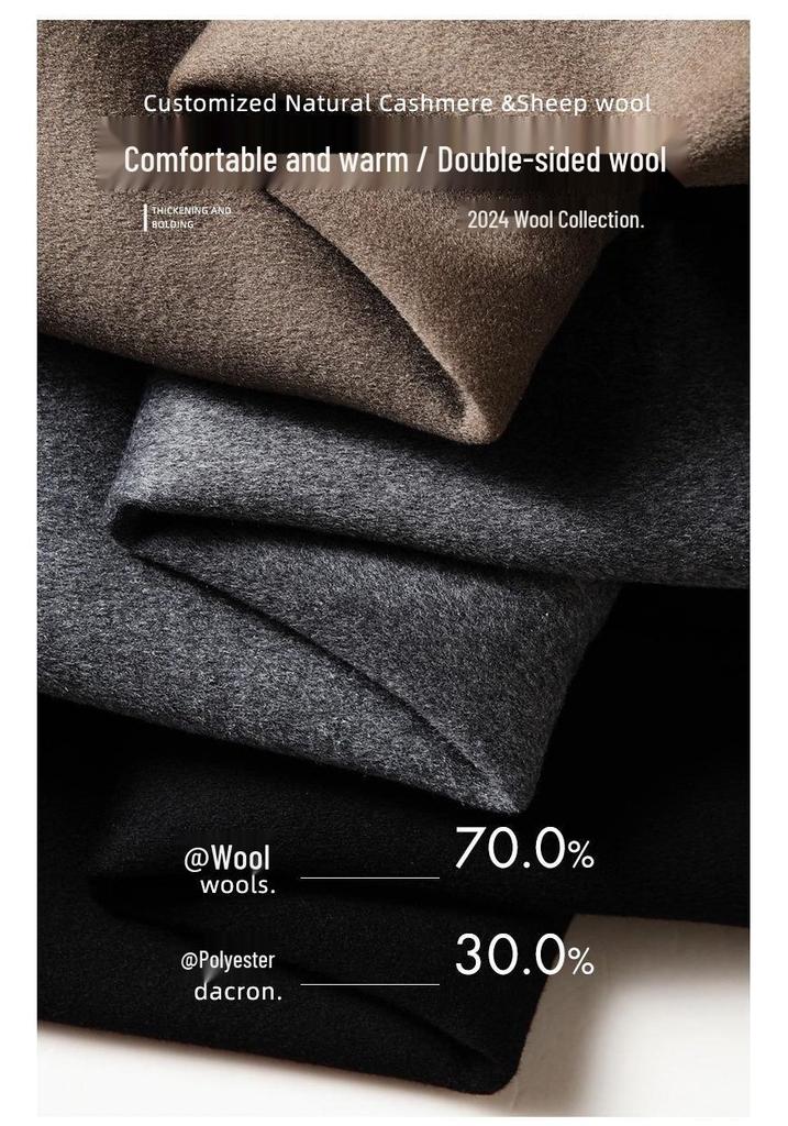 Men's 2026 Autumn/Winter Mid-Length Wool Trench Coat with Detachable Down Liner
