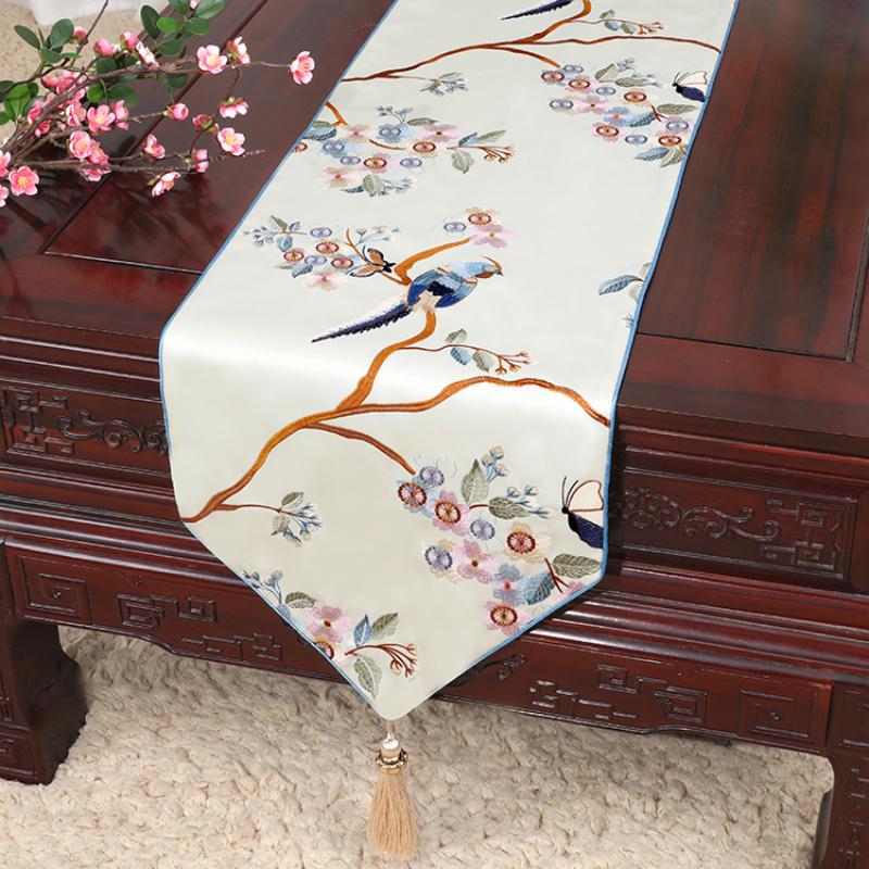 New Chinese Table Flag Modern Minimalist Bed Flag Towel Chinese Style Tea Tablecloth Classic Style Shoe Cabinet Cover Cloth Long Strip Tablecloth