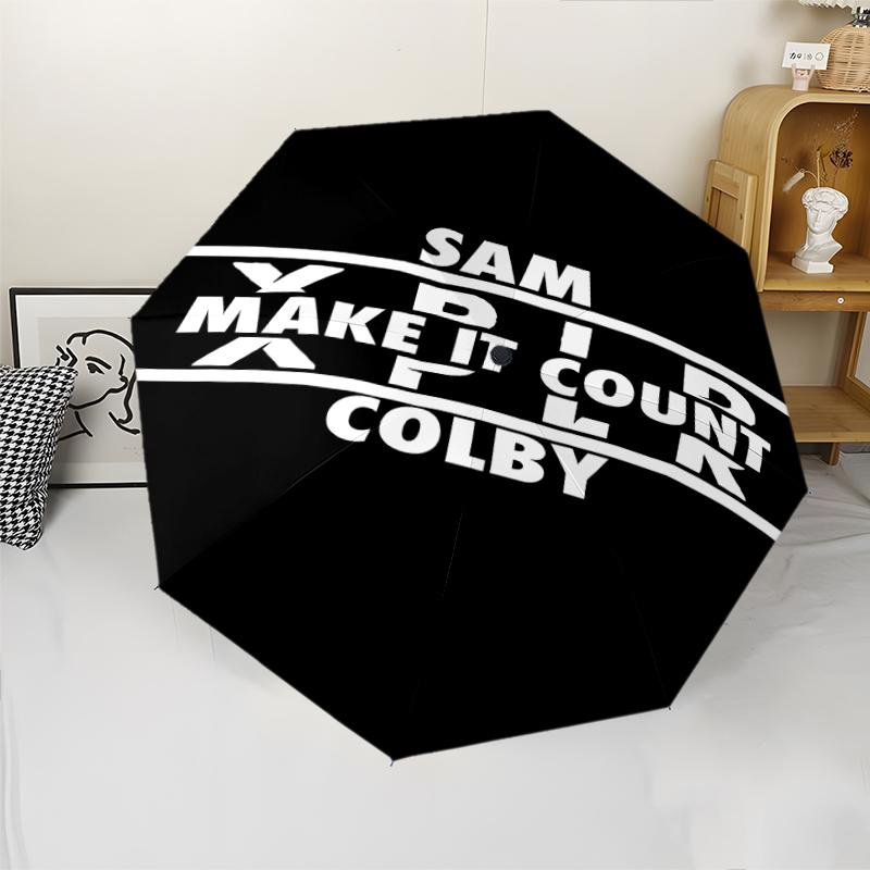 Sam and Colby Print Automatic Umbrella, 8 Rib Iron Frame, Plastic Handle, Suitable for Outdoor Travel &Daily , Ideal Gift