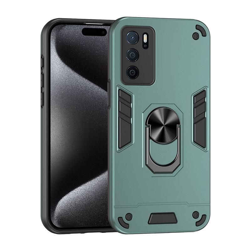 Armor Case For OPPO A16 A16S A17 A17K A18 A36 A38 Full Body Rugged Protective Car Magnetic Ring Stand Hard Phone Cover