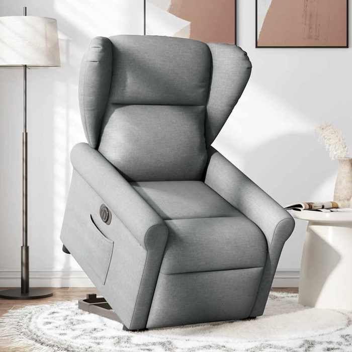 VidaXL Electric Recliner Light Grey Fabric 3303394
