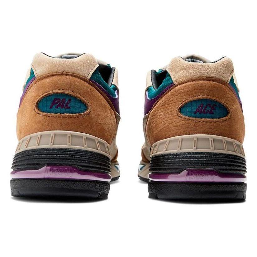 Palace x New Balance 991 Tillverkade i England Taos Taupe Grape Herr Sneakers Svart Grön Druvsaft M991PAL