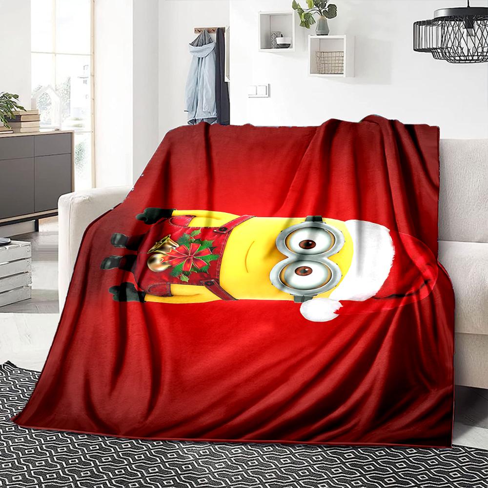1Pc Christmas Minion Unicorn Blanket Soft Throw Blanket For Home Bedroom Bed Sofa Travel Office Solid Christmas Blanket