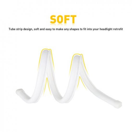 2X 60Cm Amber Turn Signal White Car DRL Daytime Running LED Strip Light Flexible