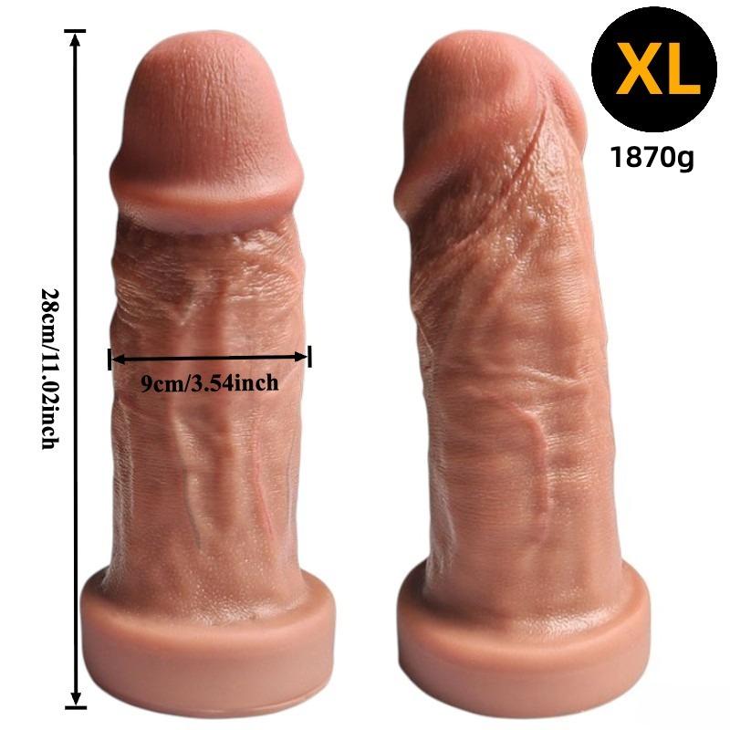 3.54 Inch Thick Realistic Liquid Silicone Dildo with Strong Suction Cup, Body-Safe Silicone, Waterproof, XL Size, Discreet Packaging